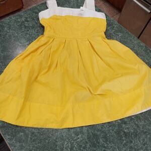 Gap Women's Sleeveless Knee Dress, Size 6, 100% Cotton Yellow And White Pockets